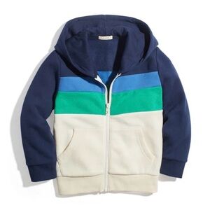 Mini Full Zip Hoodie in Blue/Green Colorblock